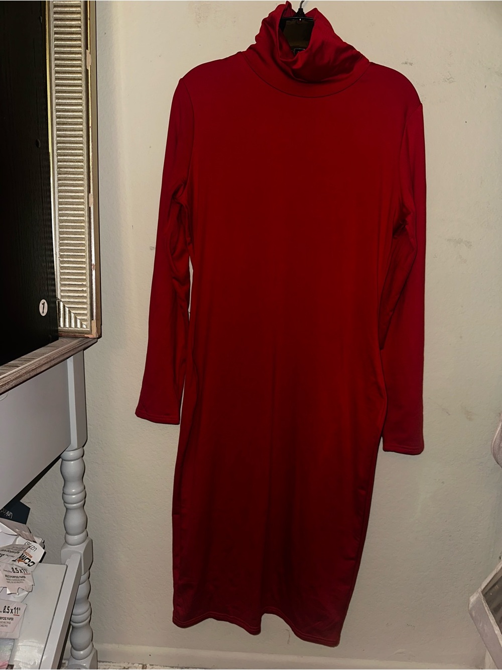 High neck red long sleeve dress size XL